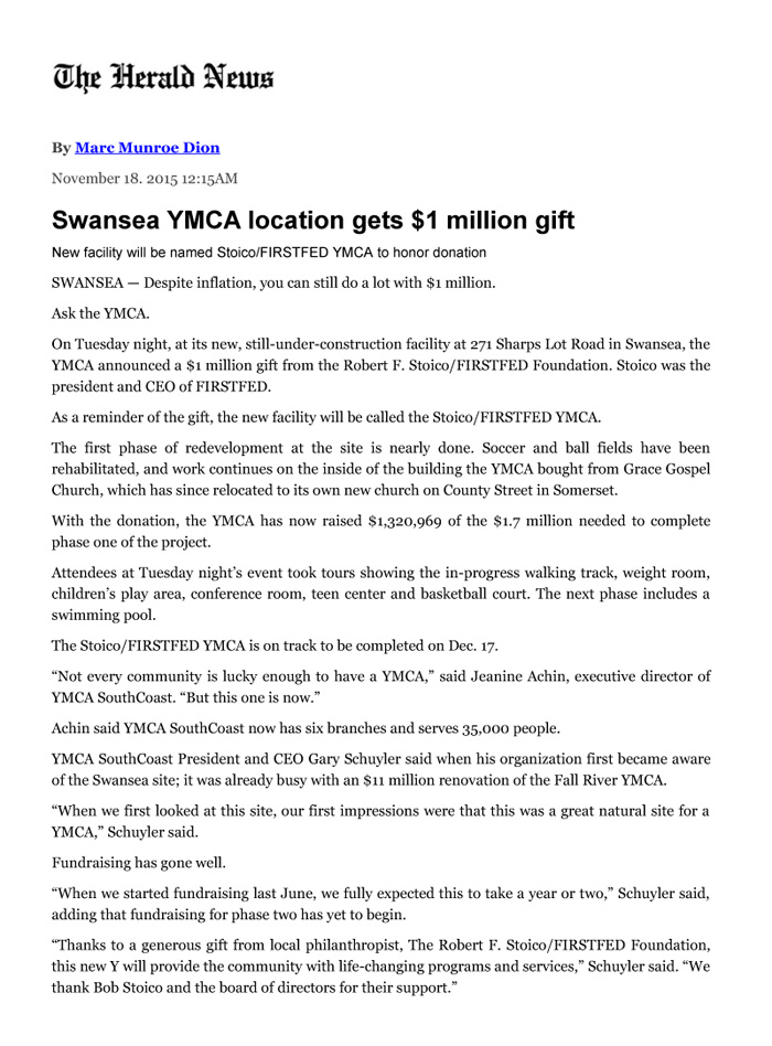 In The News – Swansea YMCA